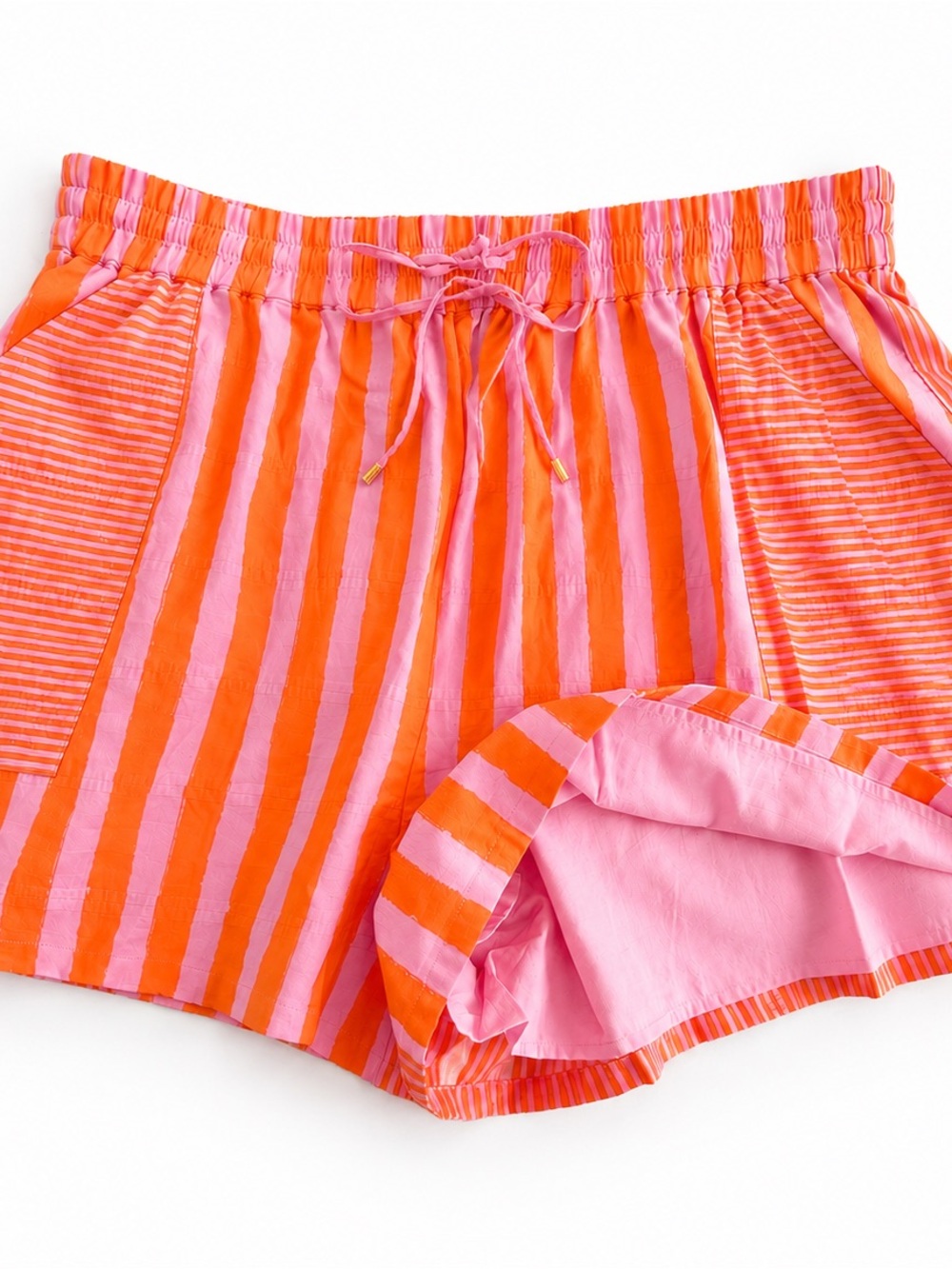 REDUCED Emily McCarthy NWT Women’s Striped Drawstring  Shorts in Pink & Orange